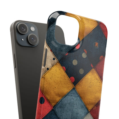 Blue Red Patchwork - Slim iPhone 15 Phone Case