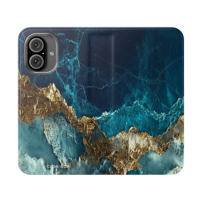 Golden Fracture Teal - iPhone 16  Case - Wallet