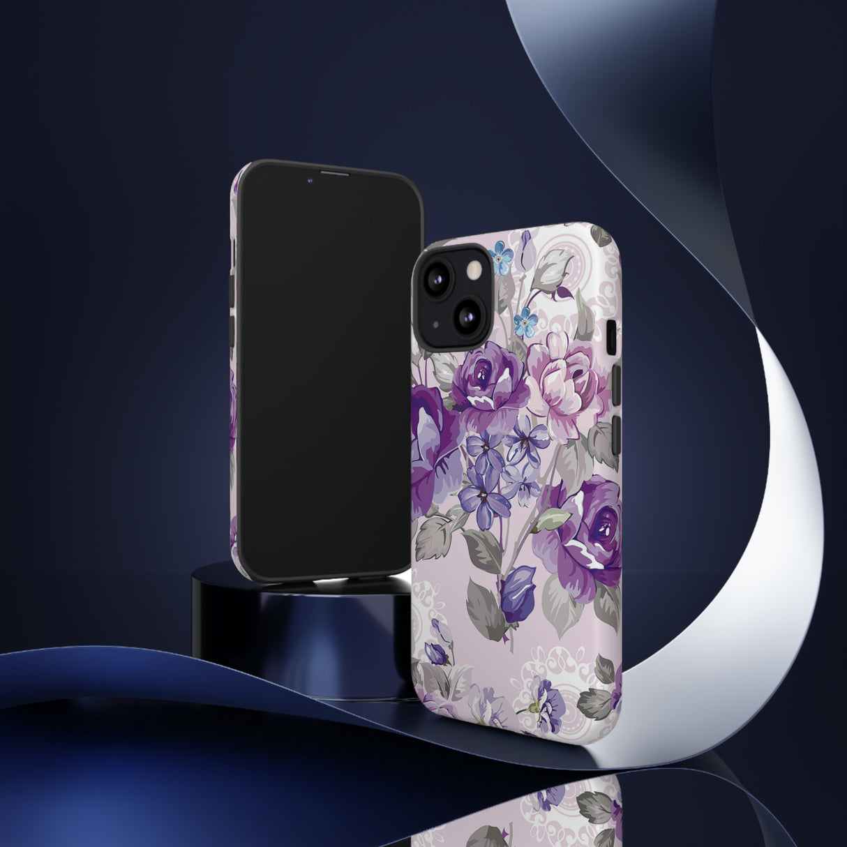 Beautiful vintage purple flower iPhone case (Protective) - Protective Phone Case