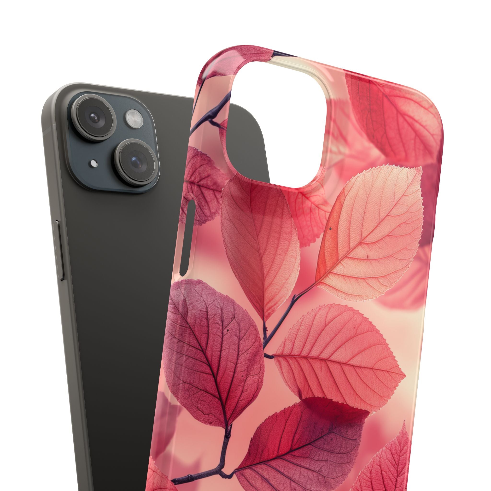 Pink Purple Nature Pattern - Slim iPhone 15 Phone Case