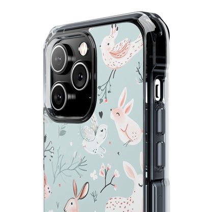 Whimsical Bunny Blossom - Clear Impact iPhone 14 Phone Case