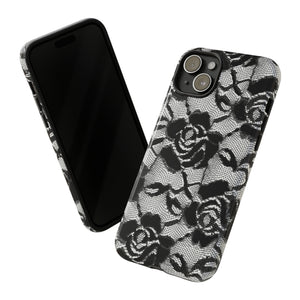 Black Rose Lace Gothic Flower - Protective Phone Case