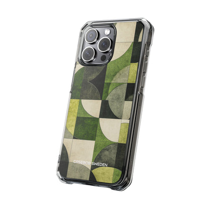 Green Geometric Harmony - Clear Impact iPhone 15 Phone Case