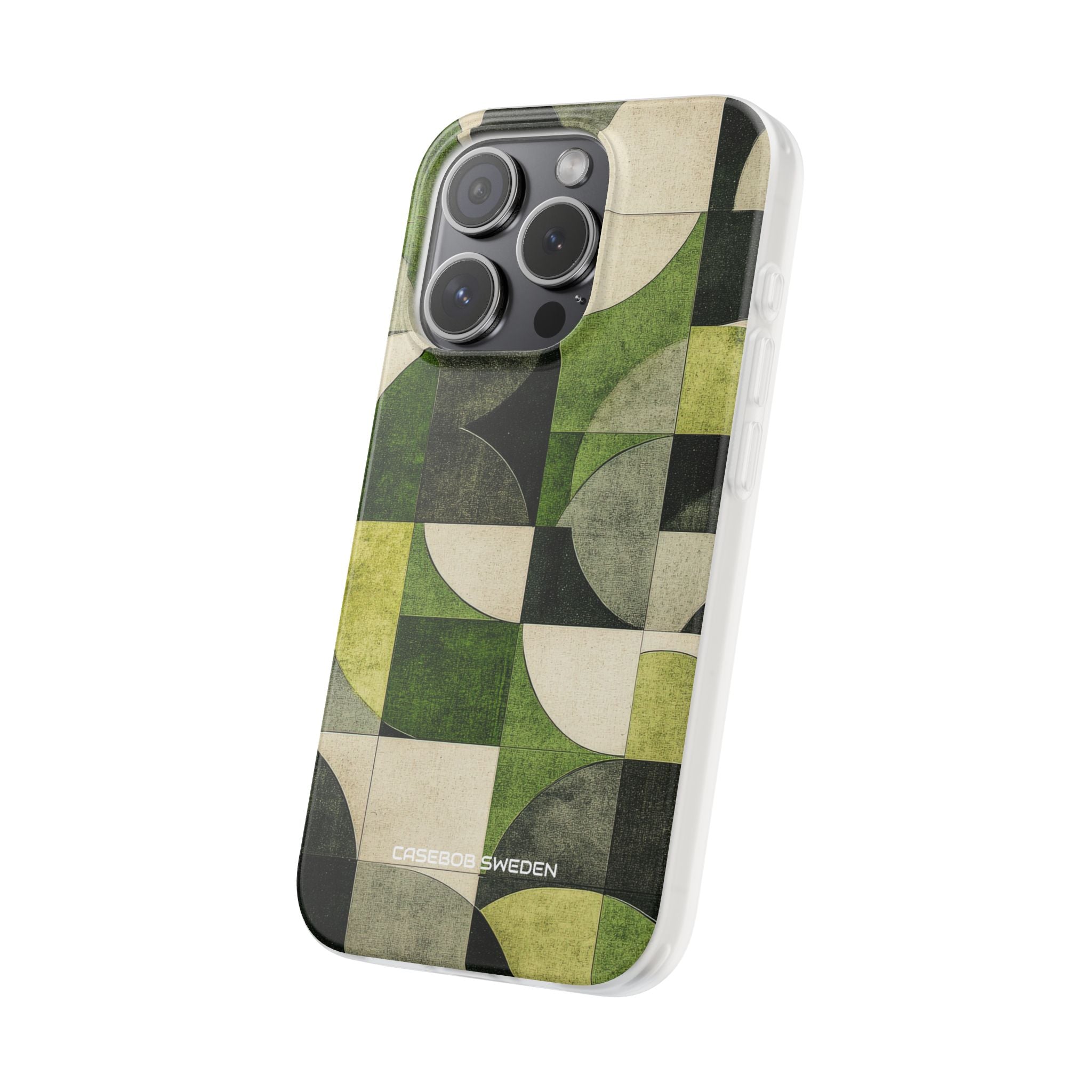 Green Geometric Harmony - Flexi iPhone 15 Phone Case