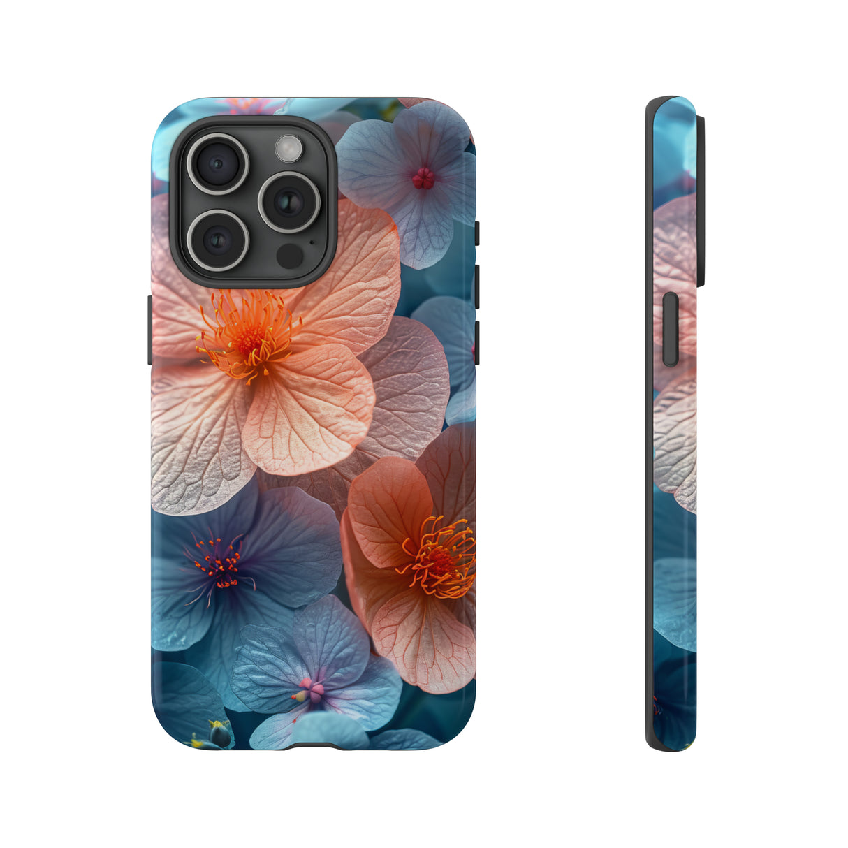 Bright Blue Floral Serenity - Protective Phone Case