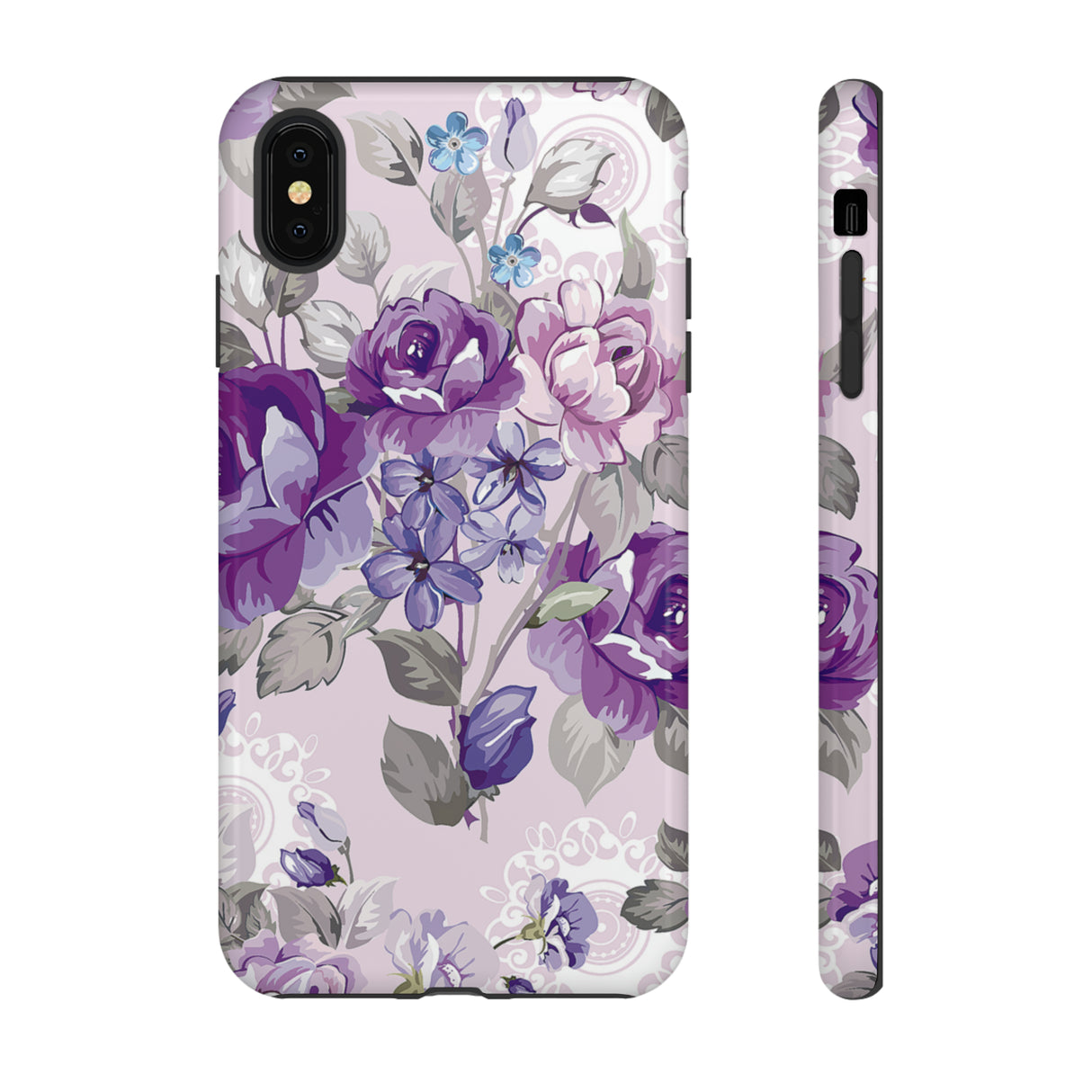 Beautiful vintage purple flower iPhone case (Protective) - Protective Phone Case