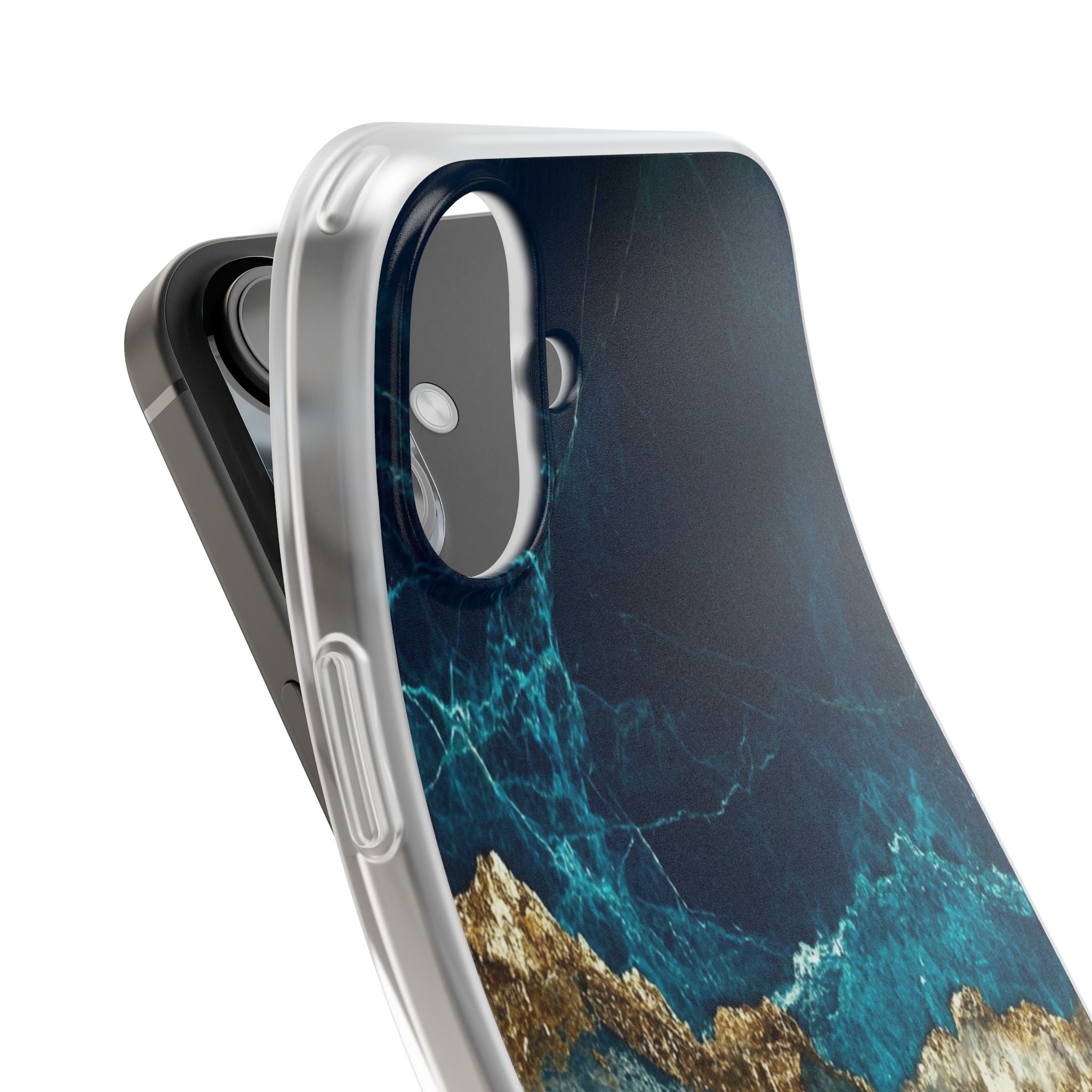 Jagged Gold Split iPhone 16 Plus Case - Soft