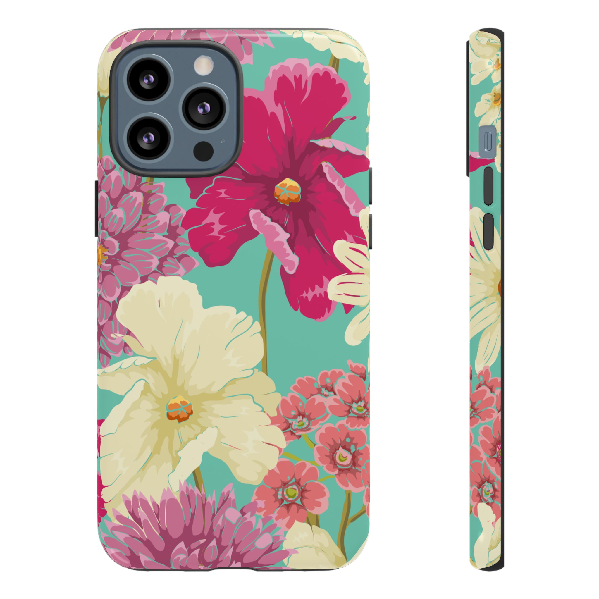 Colorful flowers in watercolor iPhone case - Protective Phone Case