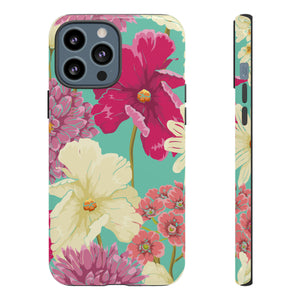 Colorful flowers in watercolor iPhone case (Protective) - Protective Phone Case