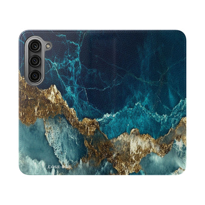 Golden Fracture Teal - Samsung S23 Case - Wallet
