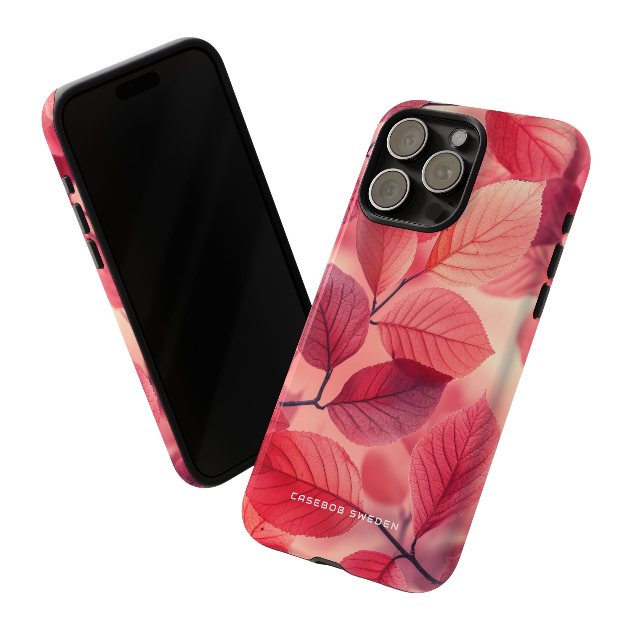 Elegant Pink Leaves iPhone 15 - Tough Phone Case