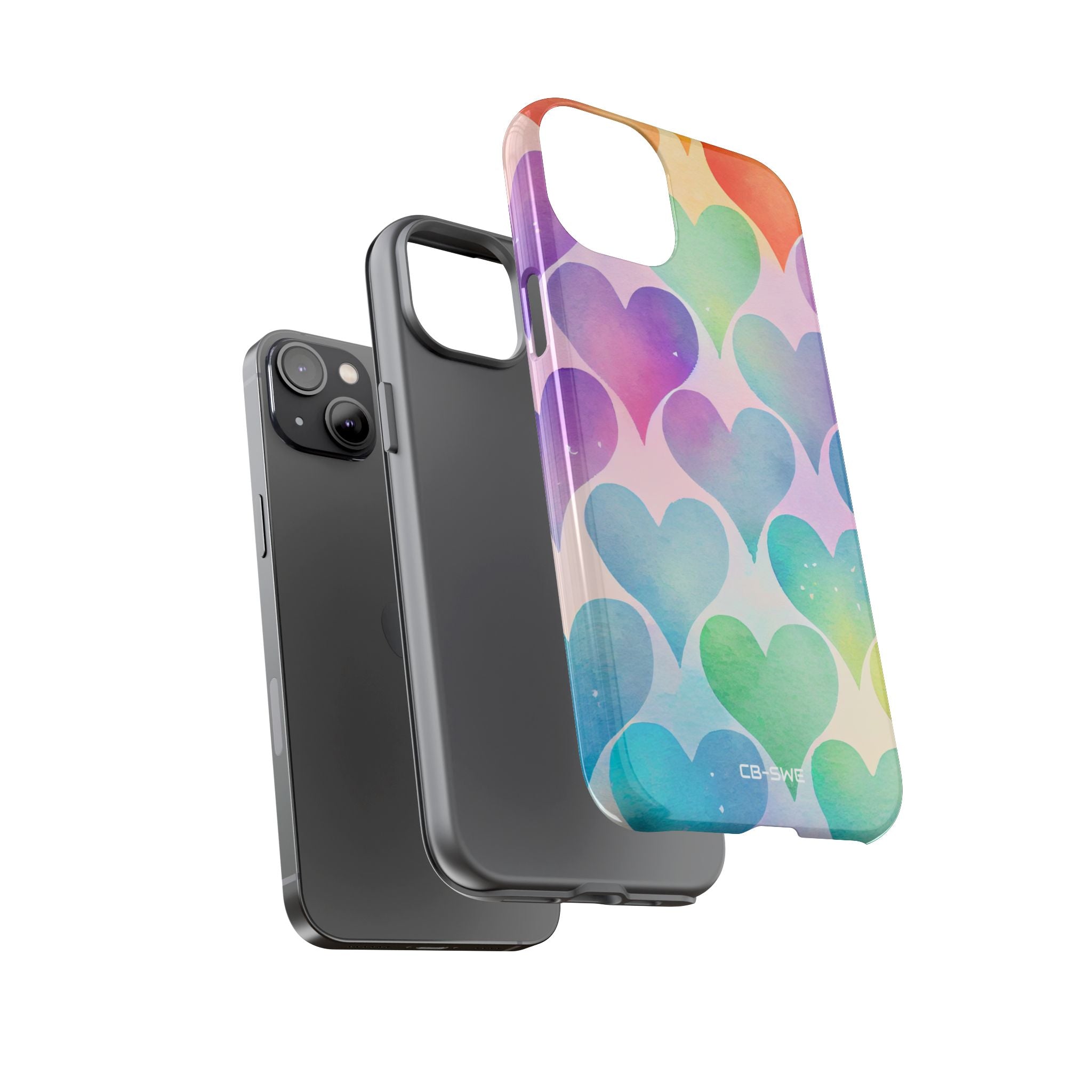 Watercolor Heart Symphony - iPhone Case