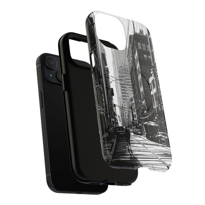 Urban Cityscape Line Perspective iPhone 15 | Tough+ Phone Case