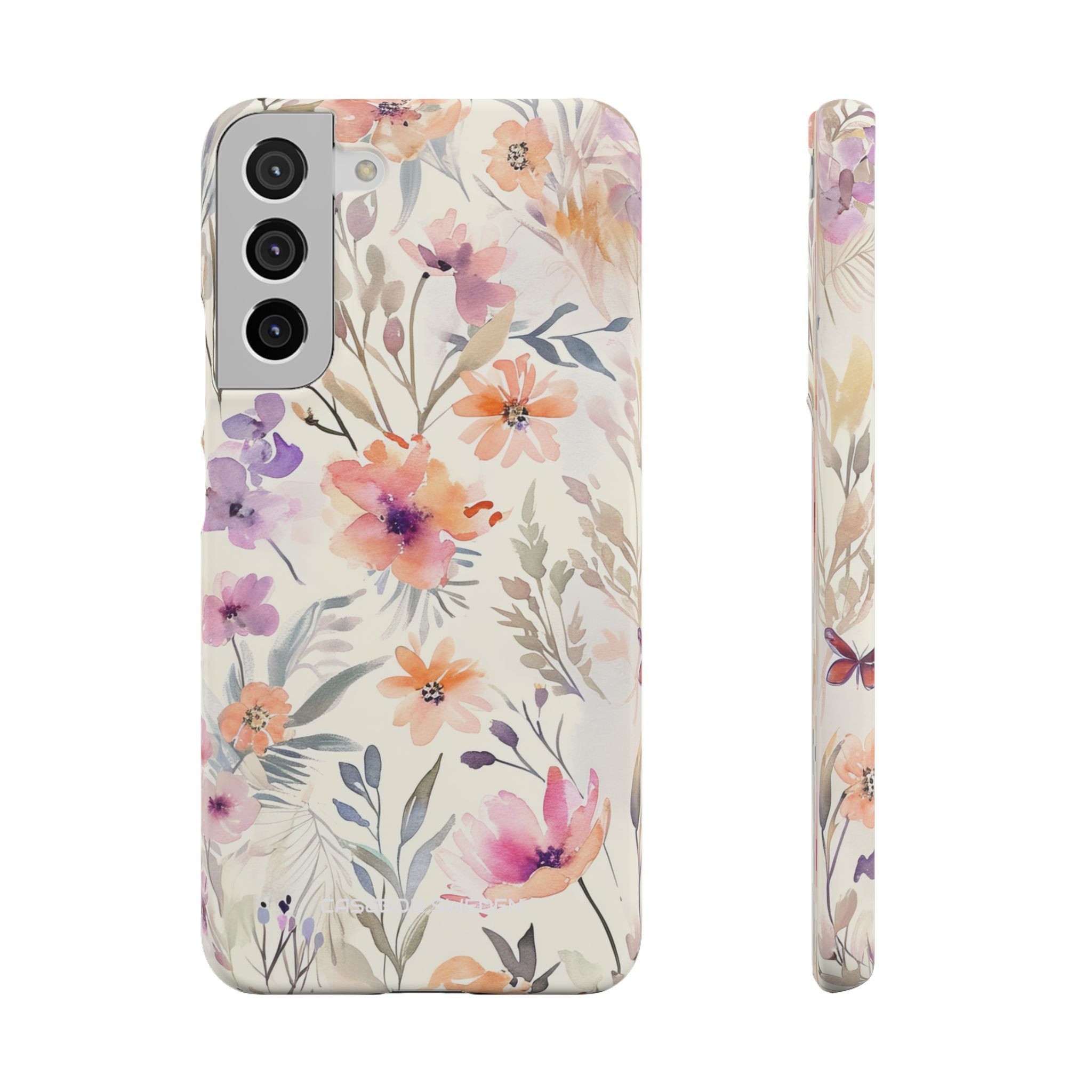 Soft Pink Floral Watercolor Design - Slim Samsung S22 Phone Case