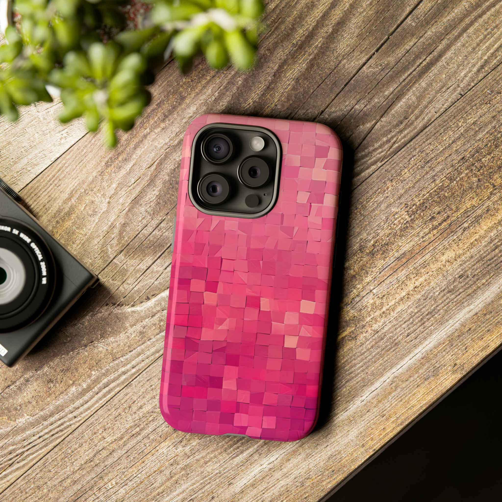 Pink Transition Squares - Protective Phone Case