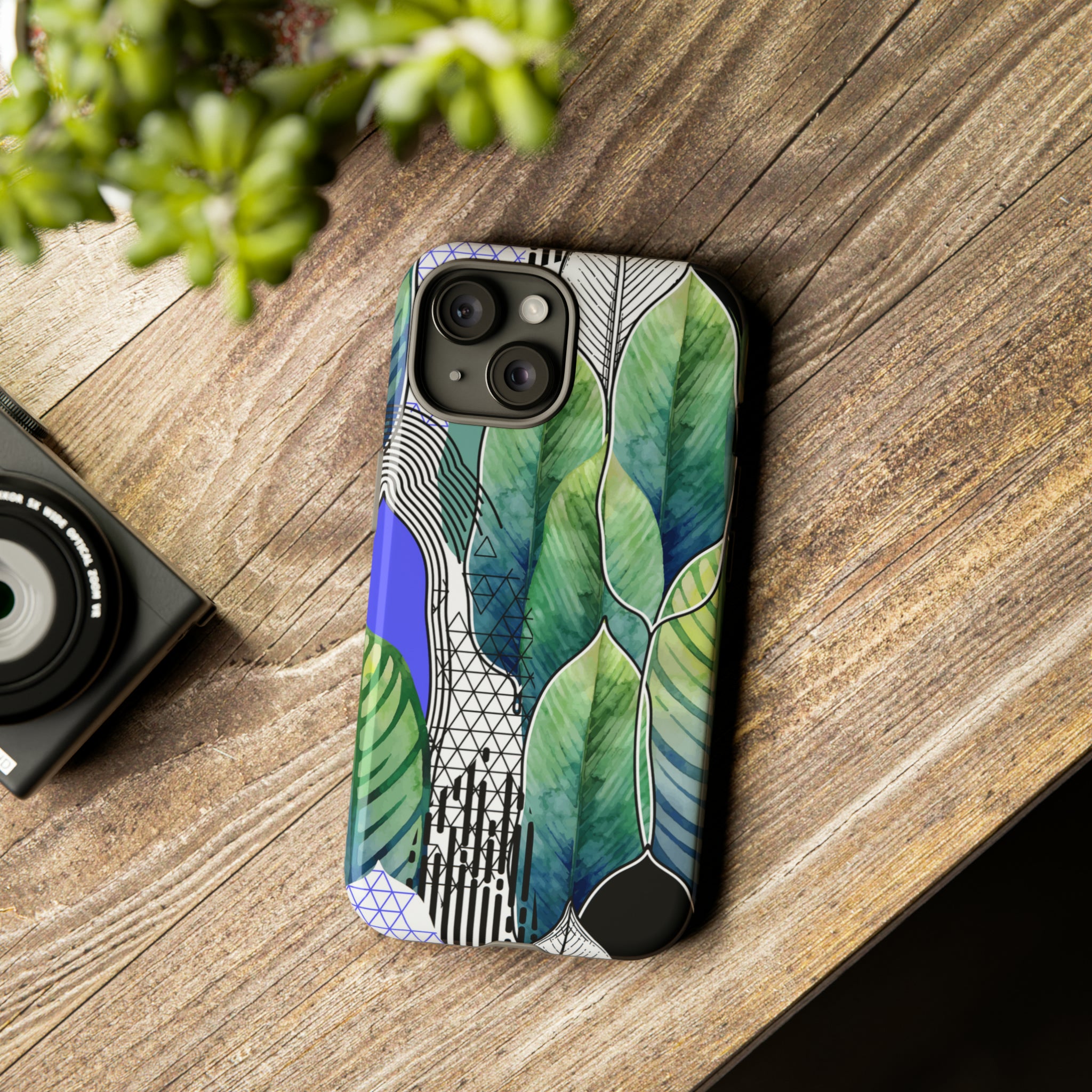 Watercolor Green Leafs - Protective Phone Case