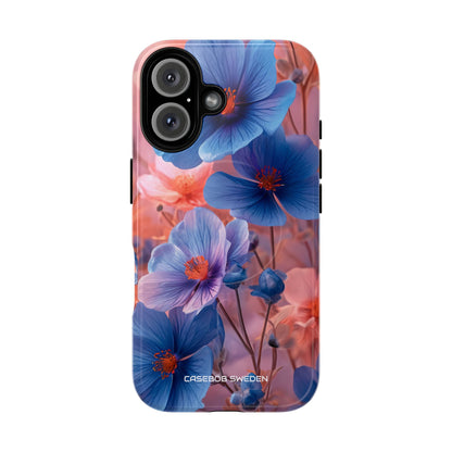 Blue Peach Blossoms - Tough + MagSafe® iPhone 16 Phone Case