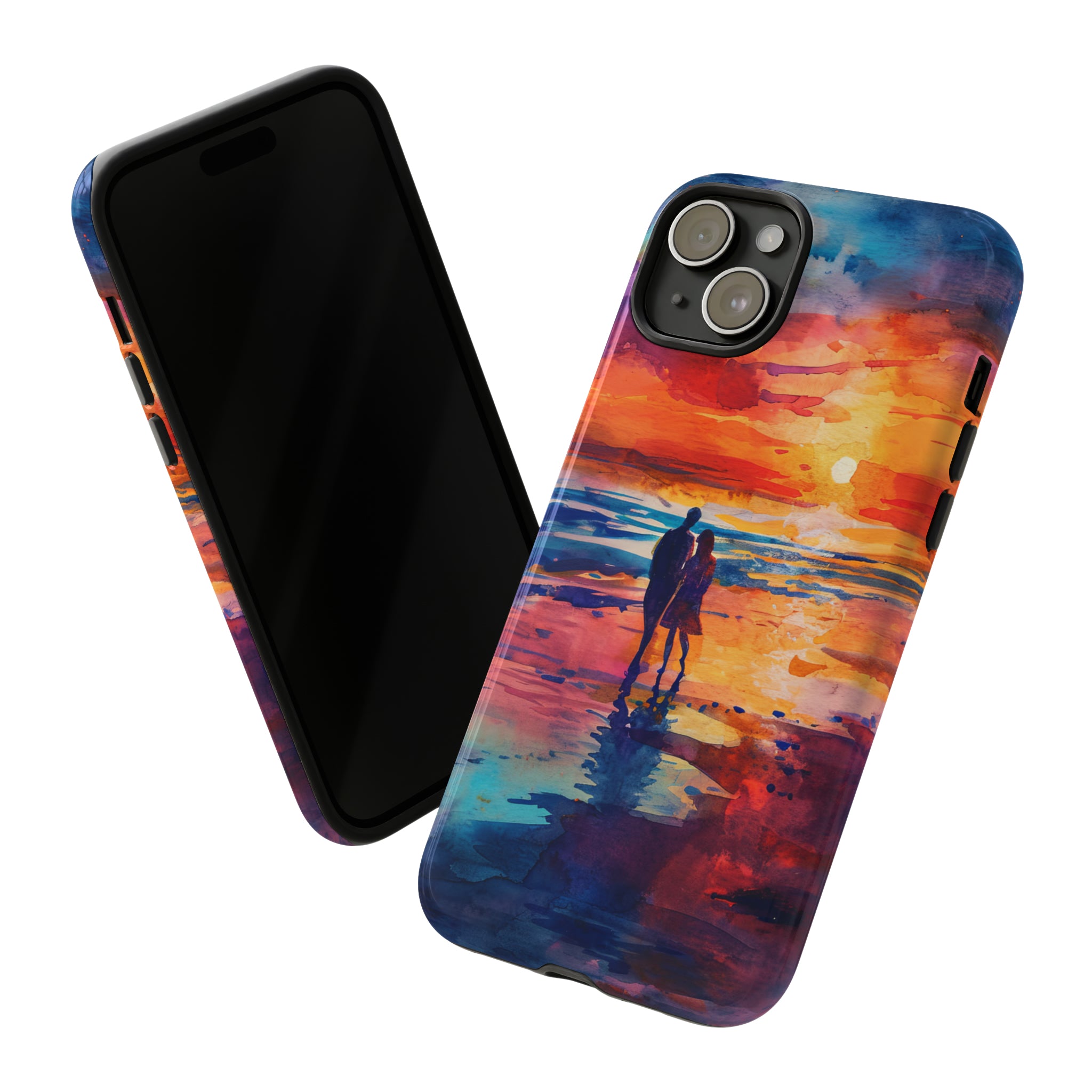 Beach Sunset Love Silhouettes - Protective Phone Case