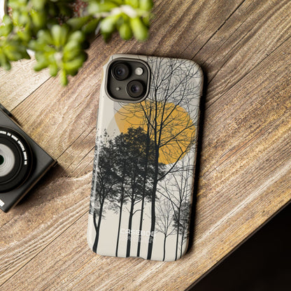 Sagome dorate della foresta iPhone 15 - Tough