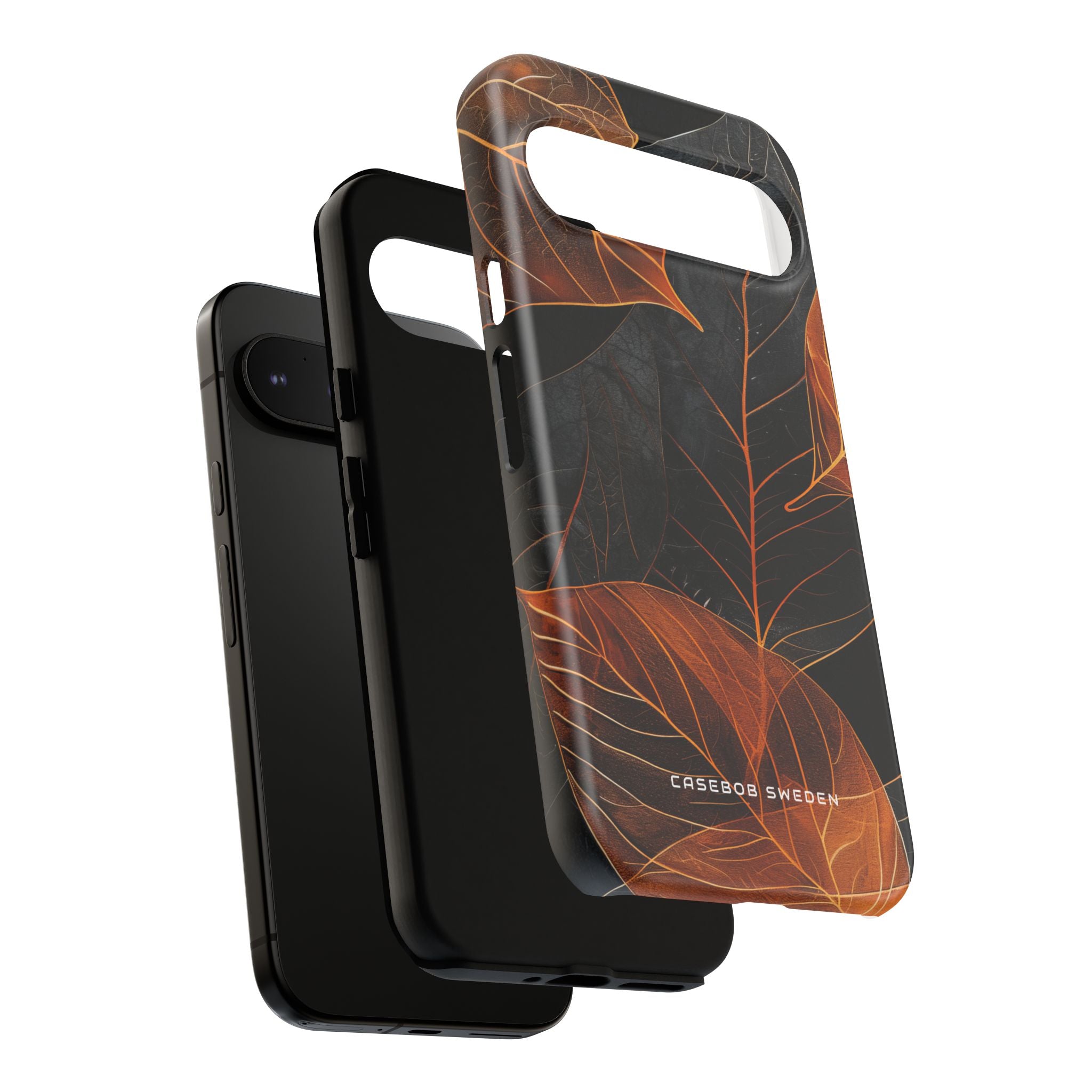 Vivid Orange Leaves on Deep Black Google Pixel 9 - Tough Phone Case