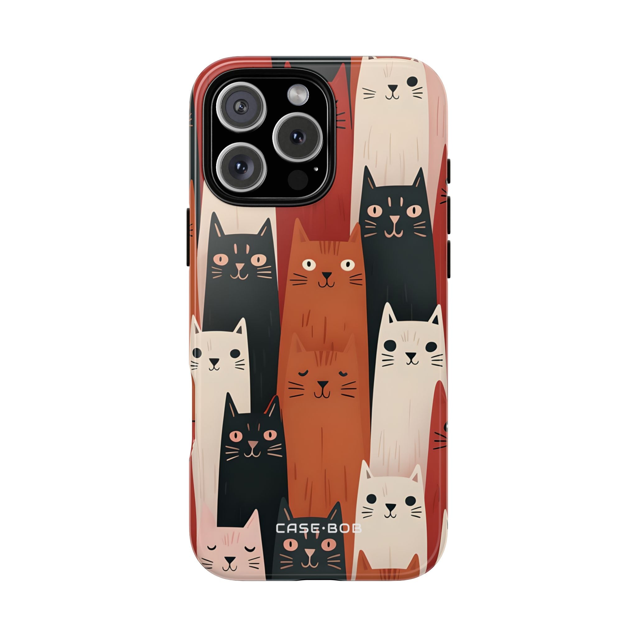 Elongated Cats Black iPhone 16 Pro Max Case - Tough