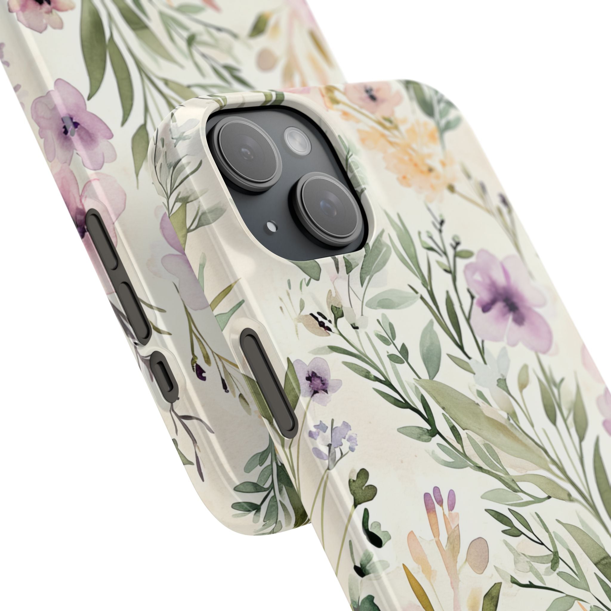 Soft Green Lavender Floral Pattern - Slim iPhone 15 Phone Case