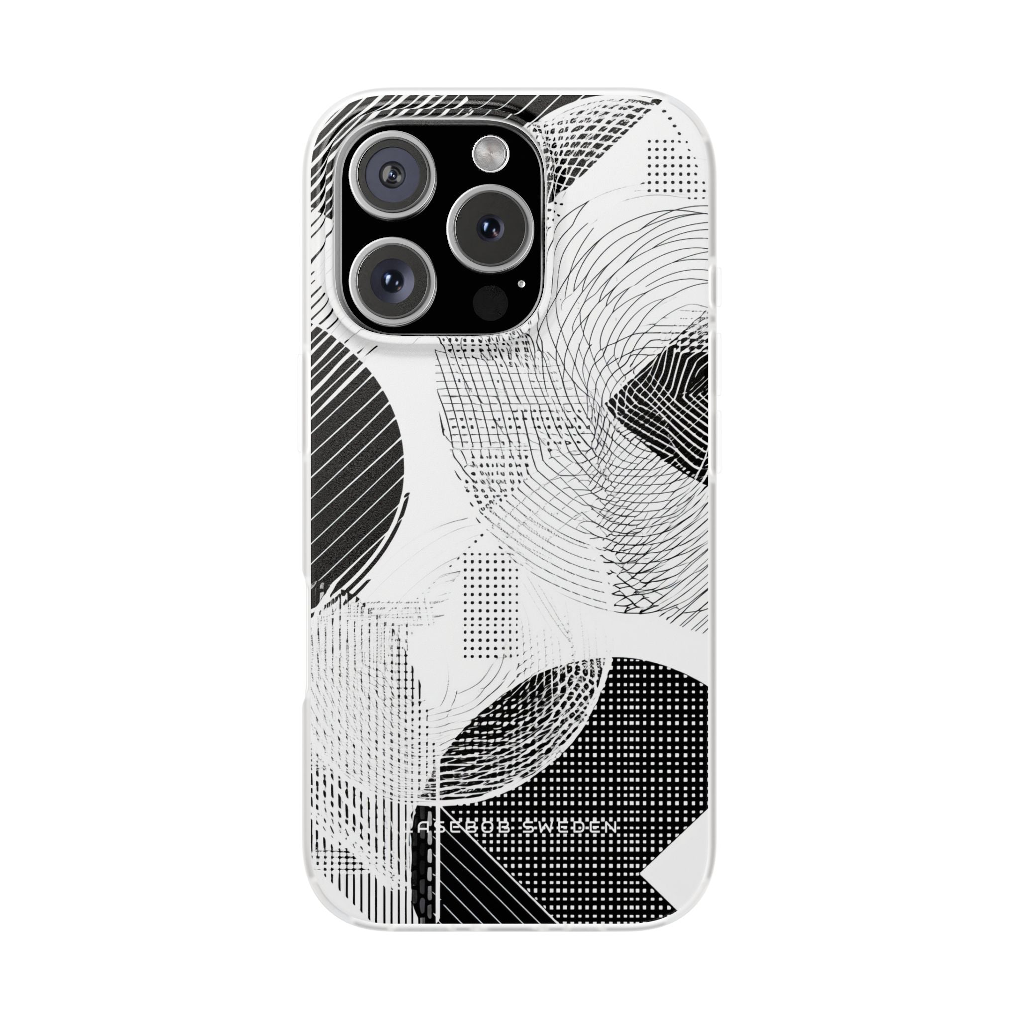 Geometric Monochrome Flow iPhone 16 - Flexi Phone Case