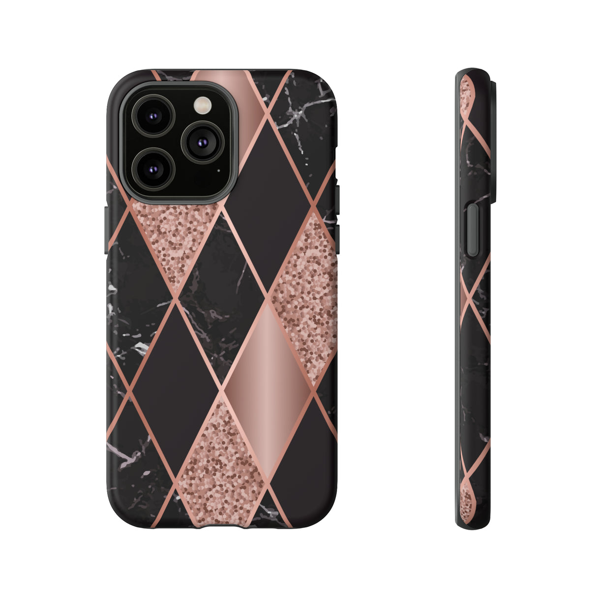 Pink Black Geometric - Protective Phone Case