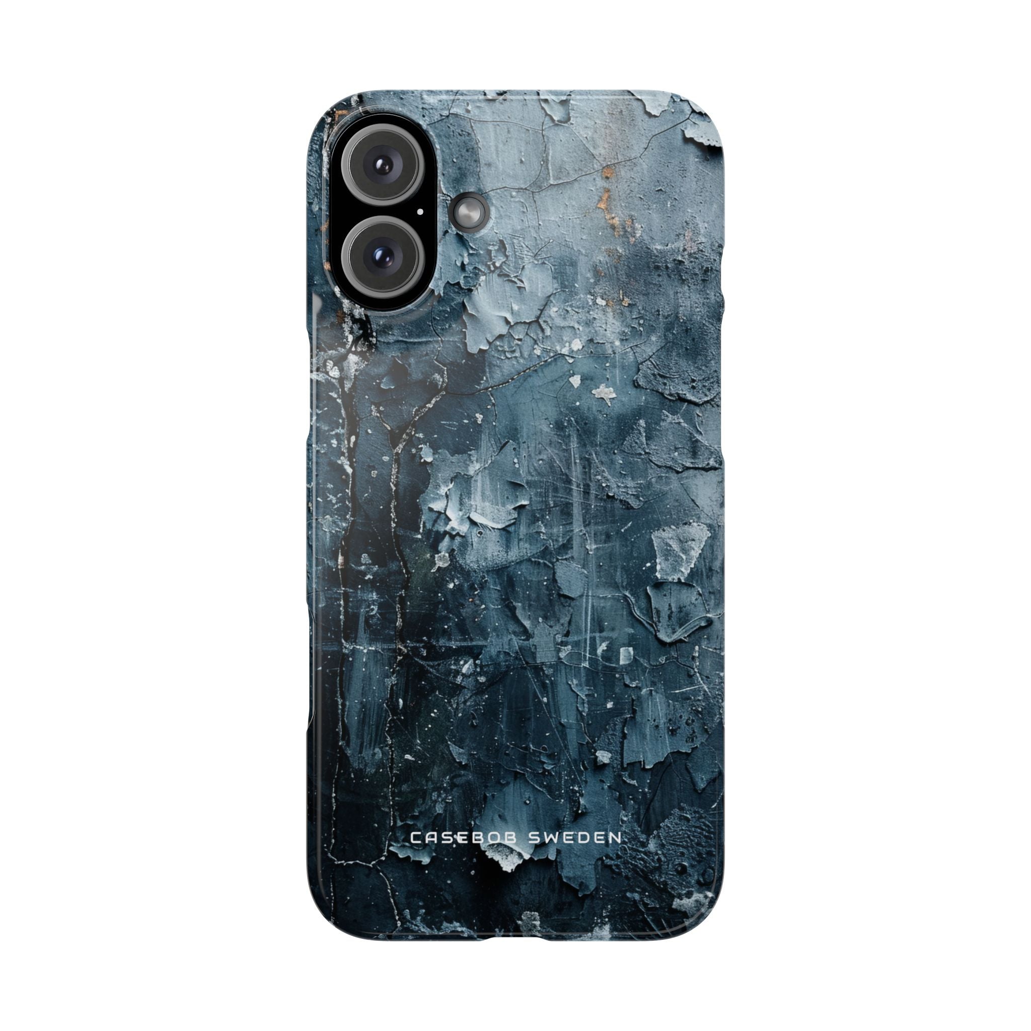 Weathered Blue Tapestry with Cracked Layers iPhone 16 - Slim Phone Case