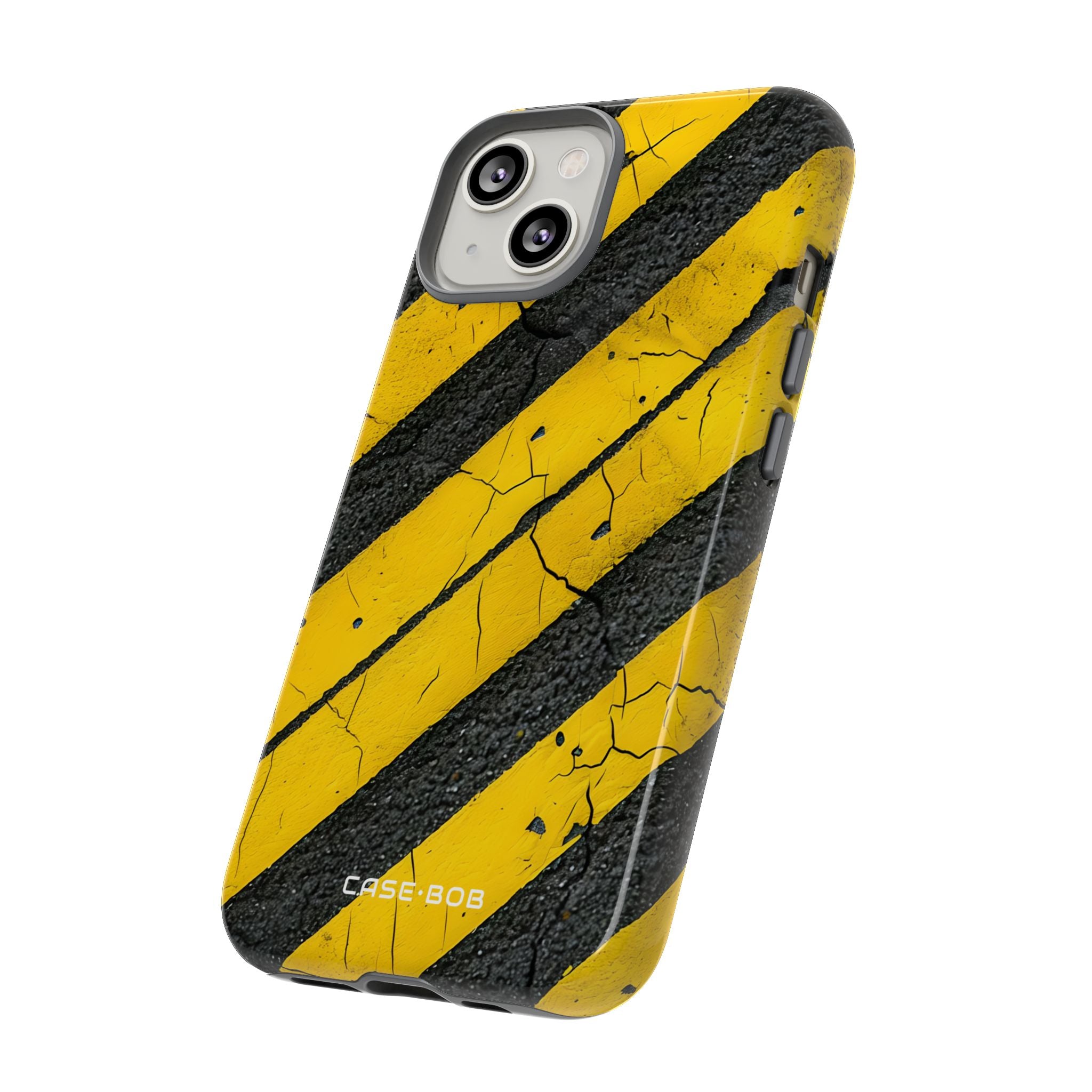 Yellow Stripe Distress iPhone 14 Case - Tough