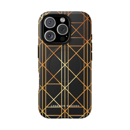 Golden Geometric Elegance iPhone 16 | Tough+ Phone Case