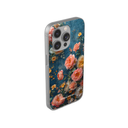 Blue Floral Elegance - Flexi iPhone 14 Phone Case