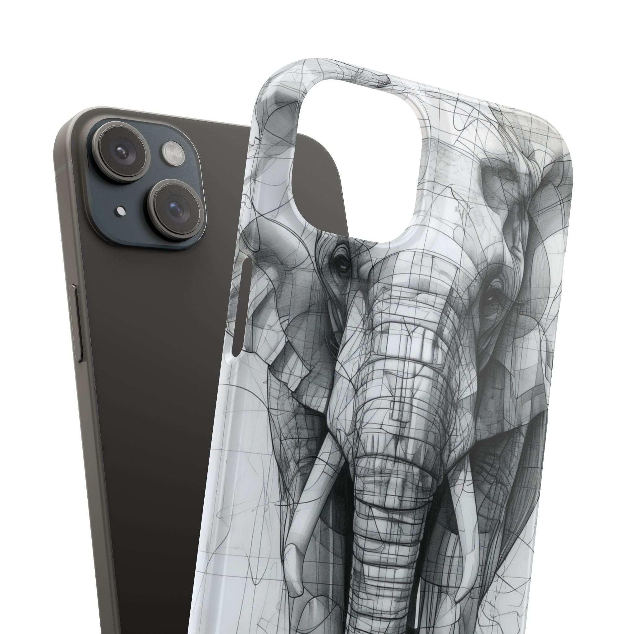 Elephant Line Geometry iPhone 15 - Slim Phone Case