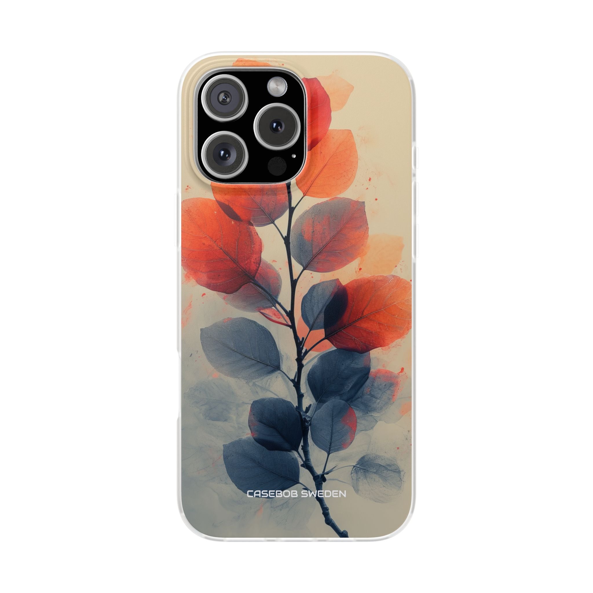 Orange Gray Leaves - Flexi iPhone 16 Phone Case