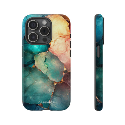 Teal Mosaic Veins iPhone 15 Pro Case - Tough