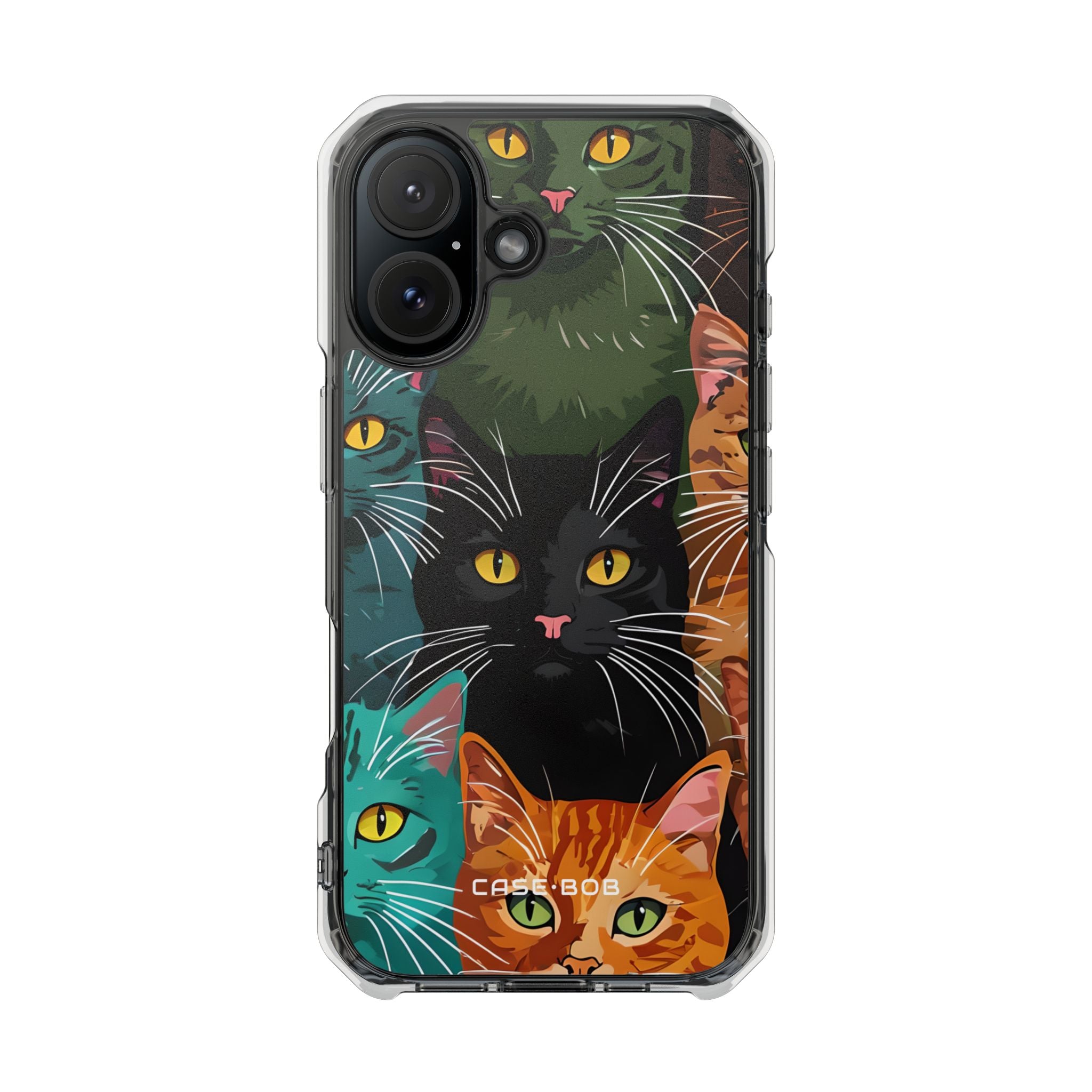 Teal Cat Grid iPhone 15 Case - Impact