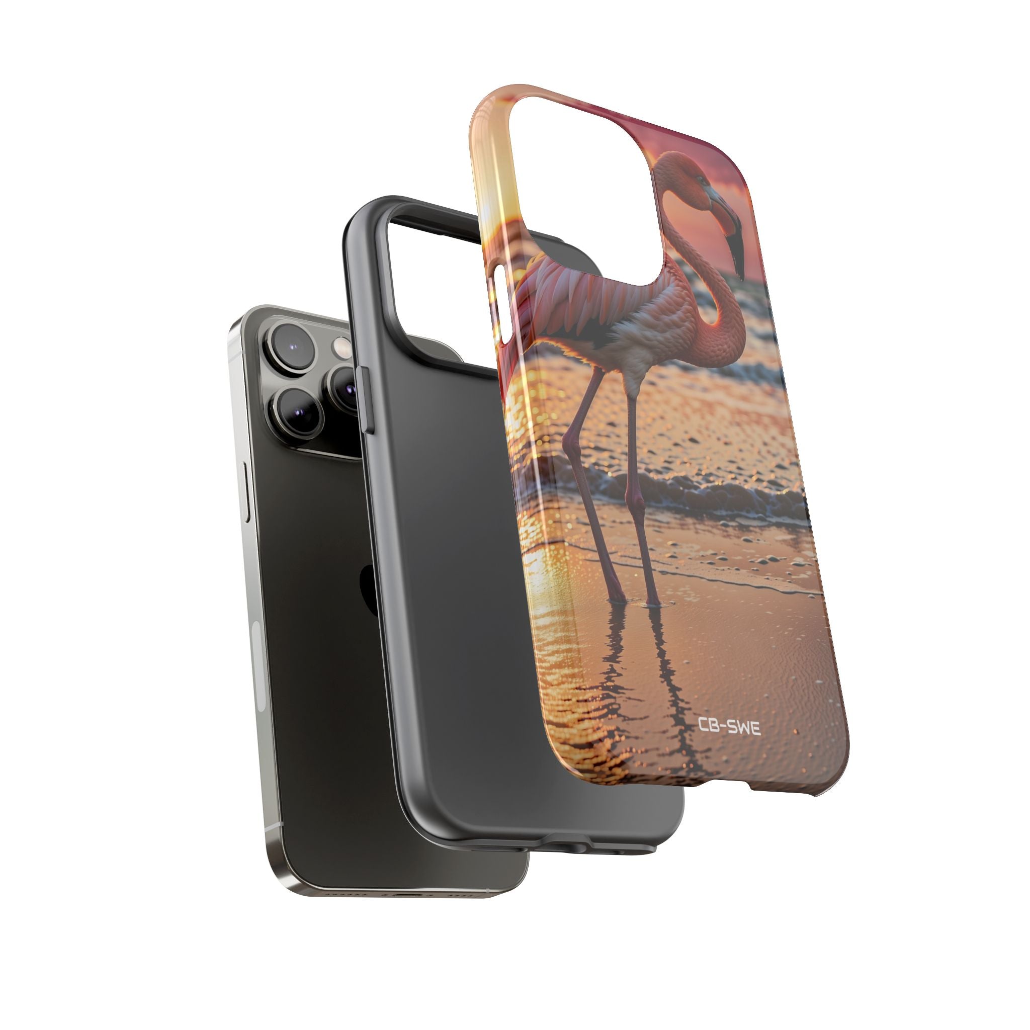 Sunset Flamingo Stand - iPhone Case
