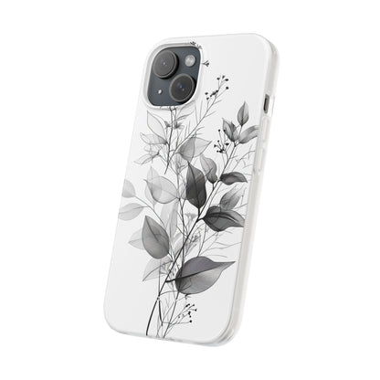 Monochrome Floral Elegance iPhone 15 - Flexi Phone Case