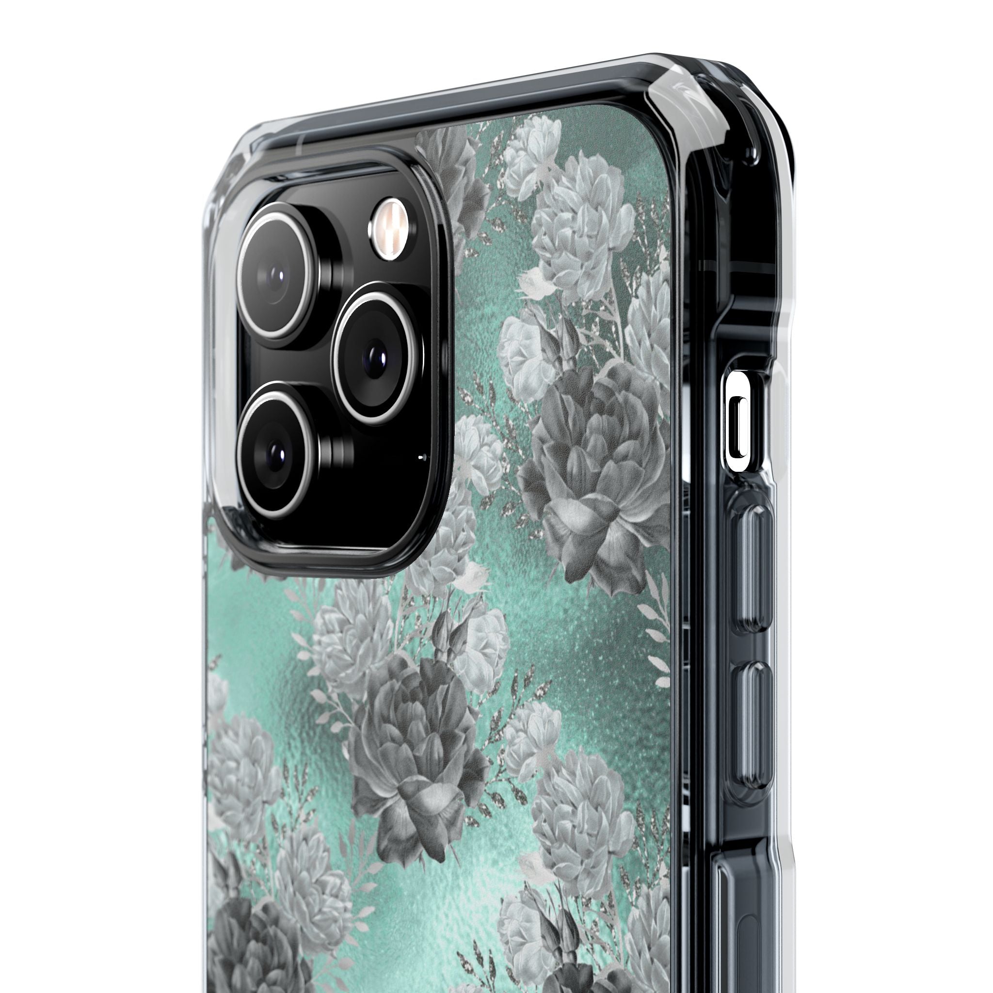 Teal Floral Elegance iPhone Case - Impact