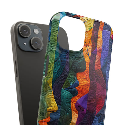 Harmonized Faces and Nature Fusion iPhone 15 - Slim Phone Case