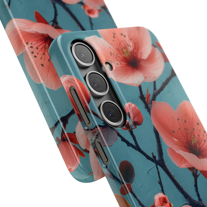 Teal Coral Blossom - Slim Samsung S24 Phone Case