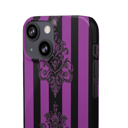 Gothic Elegance with Vertical Stripes and Ornamental Motifs iPhone 13 - Slim Phone Case