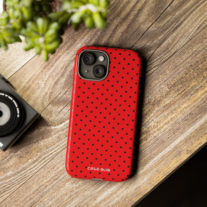 Crimson Dot Matrix iPhone 15 Case - Tough