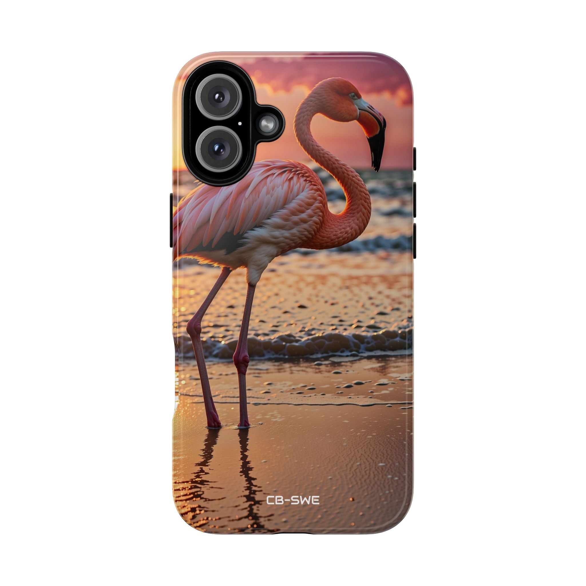 Sunset Flamingo Stand - iPhone Case