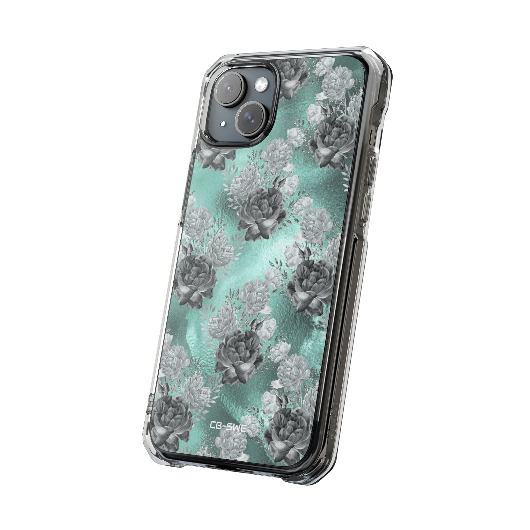 Teal Floral Elegance iPhone Case - Impact