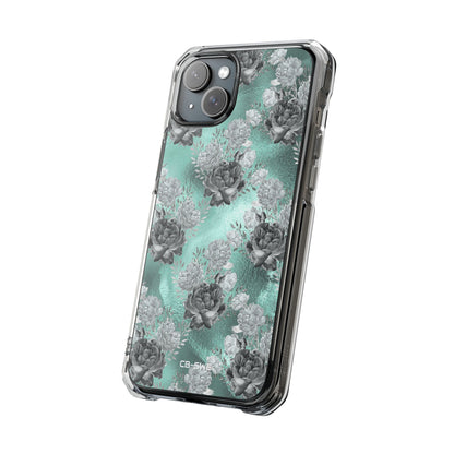 Teal Floral Elegance iPhone Case - Impact