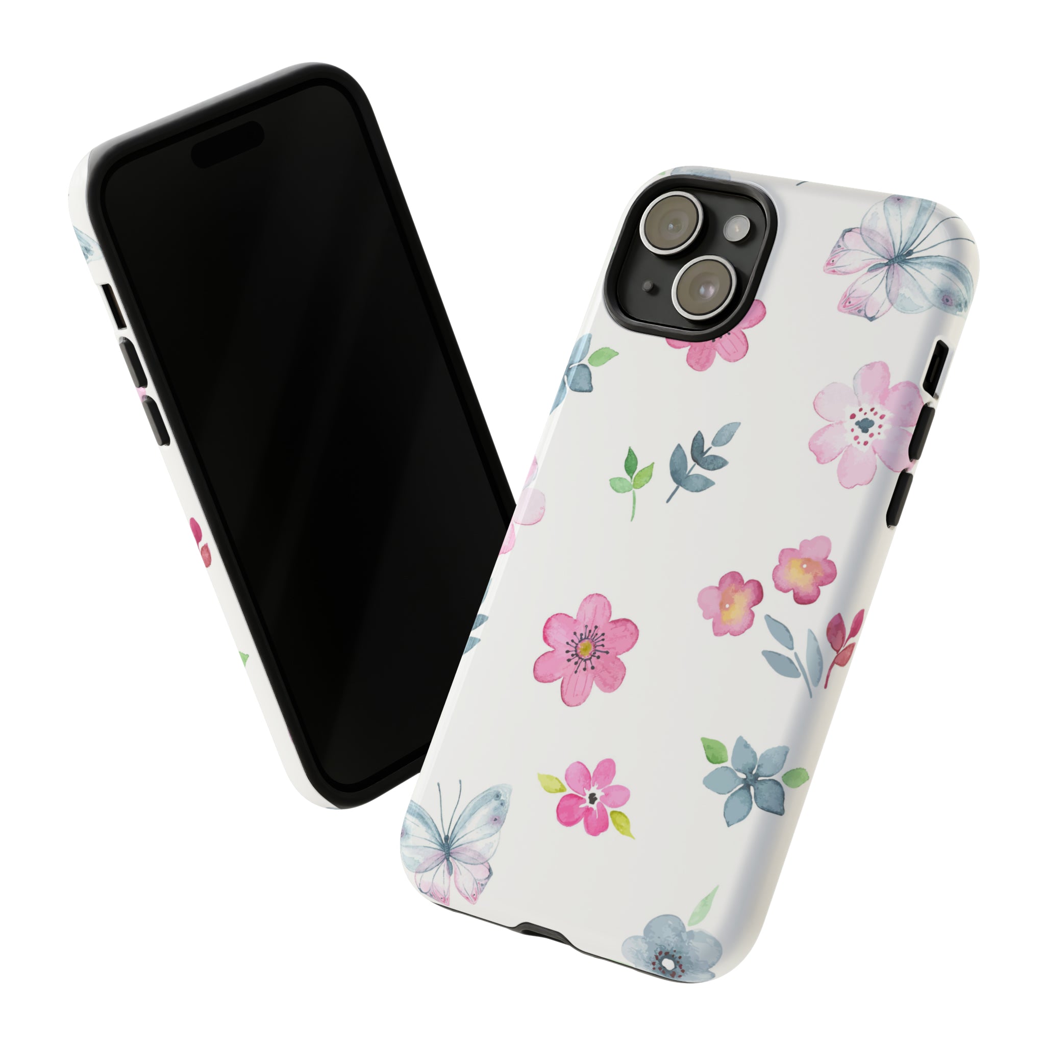 Vintage flowers and butterflies iPhone case - Protective Phone Case