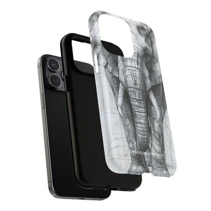 Elephant Line Geometry iPhone 15 | Tough+ Phone Case