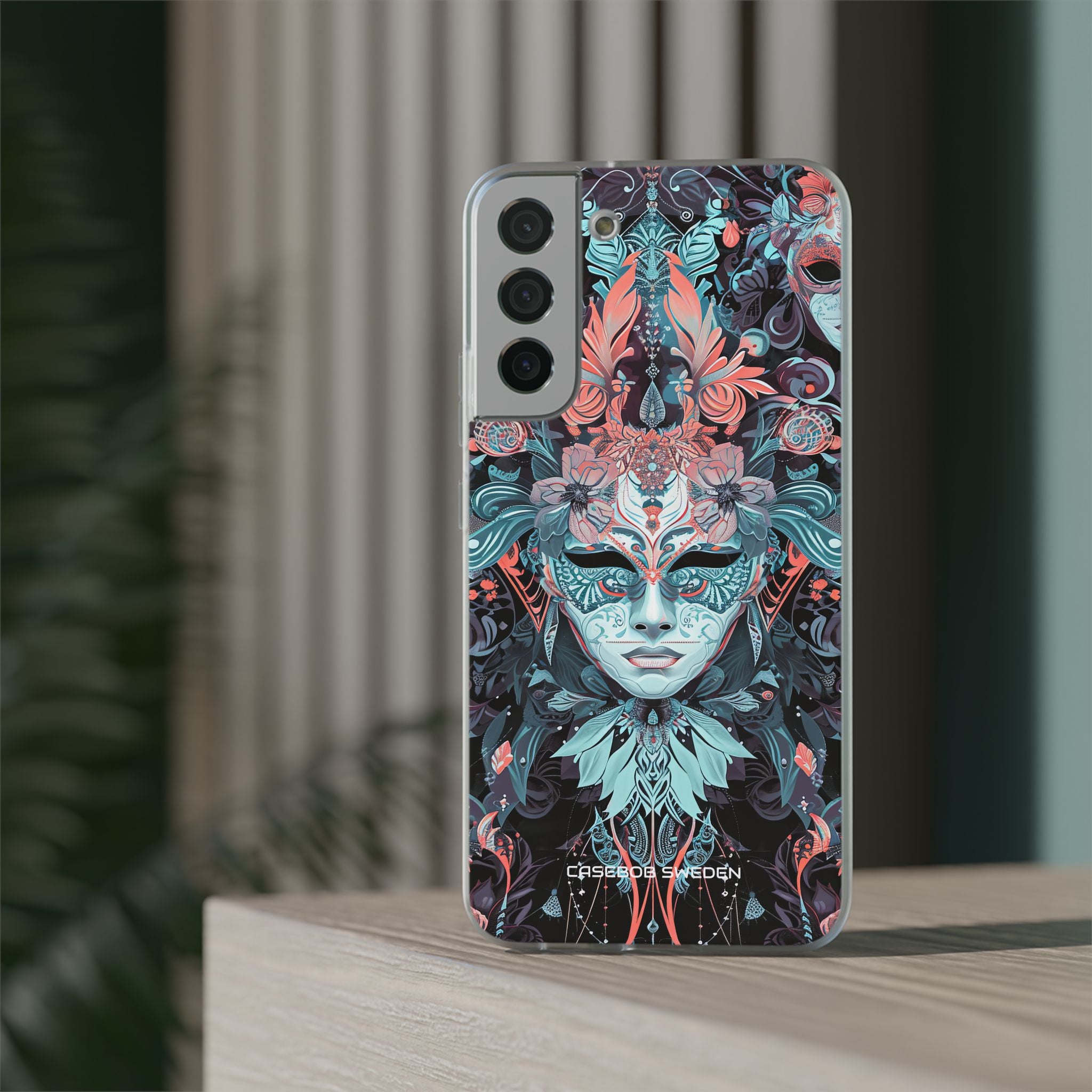 Mystic Teal Coral Mask - Flexi Samsung S22 Phone Case