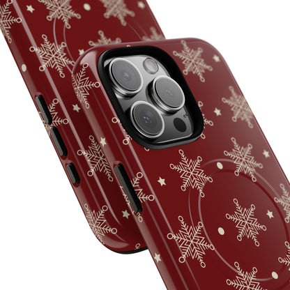 Cream Snowflake Crimson iPhone 16 Pro Max Case - Tough+